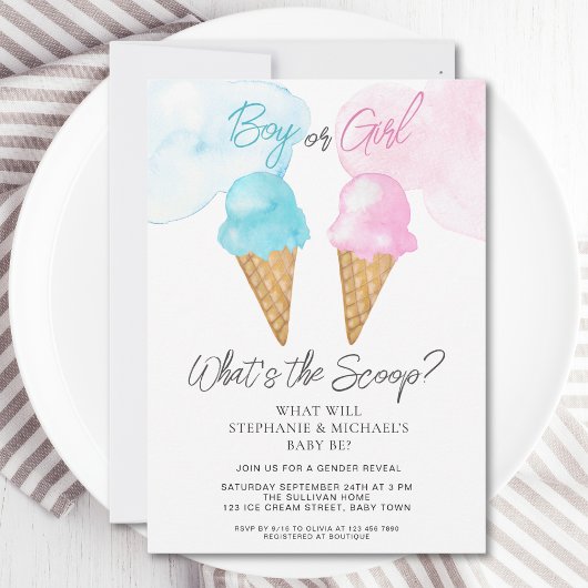 Wat is de Scoop Ice Cream Gender Reveal Party Kaart