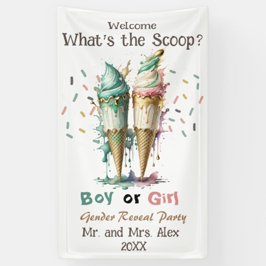 Wat is de scoop Party Welkom Spandoek (Verticaal)