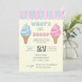 Wat is de Scoop Soda Shop Gender Reveal Party Kaart (Staand voorkant)