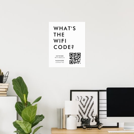 Wat is de WiFi-code? | QR-code scannen om te verbi Poster (Thuiskantoor)