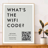 Wat is de WiFi-code? | Wifi Network QR Code Gray Poster