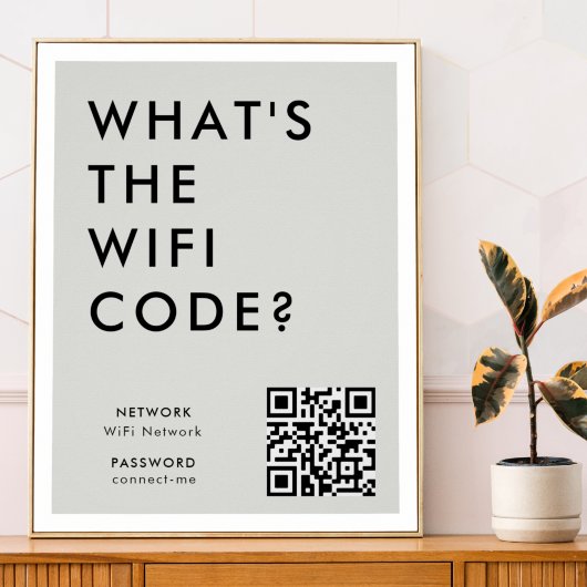 Wat is de WiFi-code? | Wifi Network QR Code Gray Poster