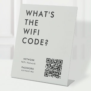 Wat is de WiFi-code?   Wifi Network QR Code Gray Reclamebord Met Voetstuk