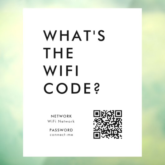 Wat is de WiFi-code? | Wifi Network QR Code White Raamsticker (Vel 3)