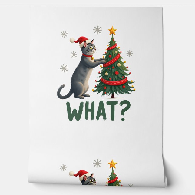 Wat is die grappige kat die Kerstboom omver duwt K Behang (Afrollen)
