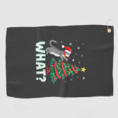 Wat is die grappige kat die kerstboom omver duwt K Golfhanddoek (Horizontaal)