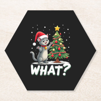Wat is die grappige kat die kerstboom omver duwt K Kartonnen Onderzetters