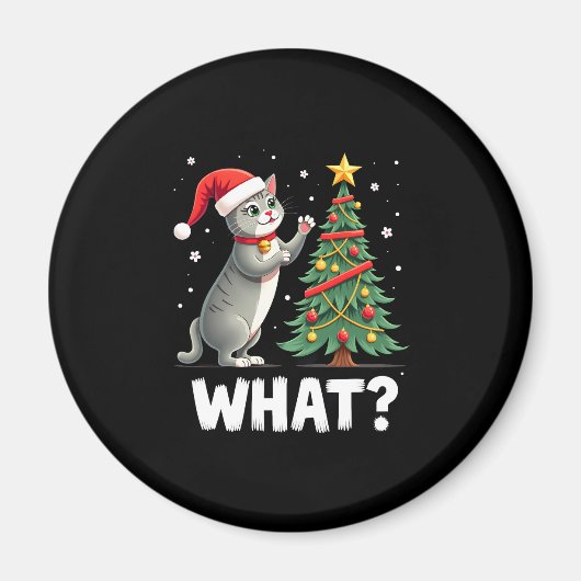 Wat is die grappige kat die kerstboom omver duwt K Magneet (Voorkant)