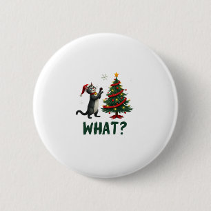 Wat is die grappige kat die kerstboom omver duwt K Ronde Button 5,7 Cm