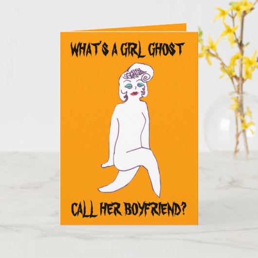 , WAT IS EEN GIRL GHOST HAAR BOYFRIEND-kaart Kaart (Gele Bloem)