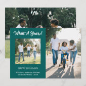 Wat is een jaar moderne foto Blauwgroen Feestdagenkaart (Voorkant / Achterkant)