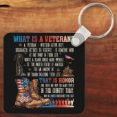 Wat is een veteraan die een patriottische Amerikaa Sleutelhanger (Achterkant)