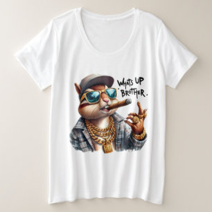 Wat is er broer Eekhoorn Roken Sigaar Grote Maat T-shirt