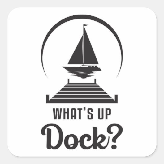 Wat is er Dock Boat Zeilboot Zeilboot Schip Vierkante Sticker (Voorkant)