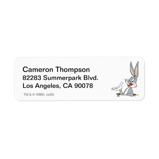 WAT IS ER DOKTER?™ BUGS BUNNY™ Konijnenhol Etiket (Voorkant)
