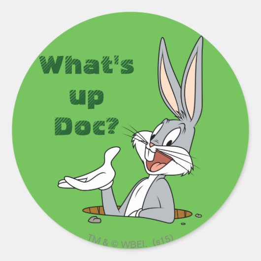 WAT IS ER DOKTER?™ BUGS BUNNY™ Konijnenhol Ronde Sticker (Voorkant)