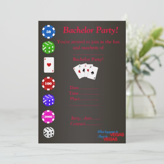 WAT IS ER GEBEURD IN VEGAS BLK BACHELOR PARTIJ INV KAART (Staand voorkant)