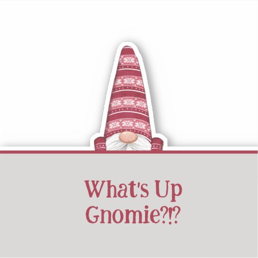 Wat is er in Gnomie Custom Text Holiday? Sticker (Voorkant)
