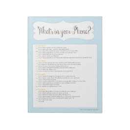 Wat is er in jouw Baby shower Game Notitieblok Blu