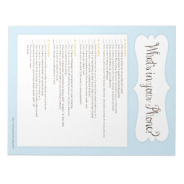 Wat is er in jouw Baby shower Game Notitieblok Blu