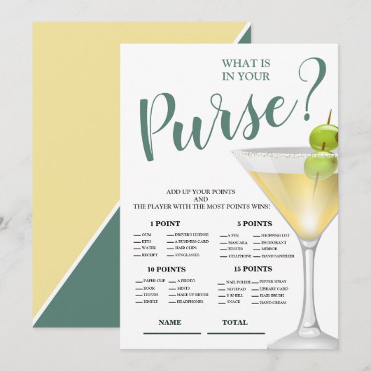 Wat is er in Purse Elegant Bridal Shower Invitatio Kaart (Voorkant / Achterkant)