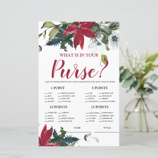 Wat is er in Purse Kerstmis Poinsettia Bridal Game (Staand voorkant)