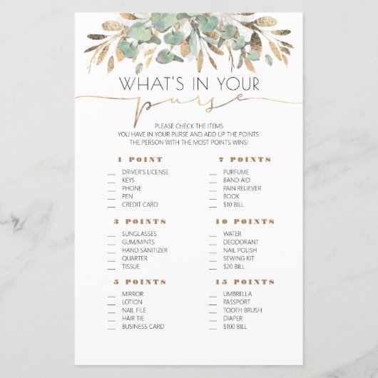 Wat is er in uw Baby shower game Kaart (Voorkant)