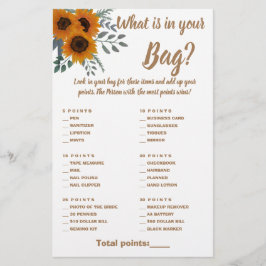 Wat is er in uw Bag Shower Game Card Sunflower? Flyer