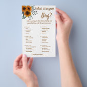 Wat is er in uw Bag Shower Game Card Sunflower? Flyer (Hand)