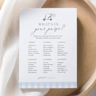 Wat is er in uw Purse Golf Baby shower spel Kaart