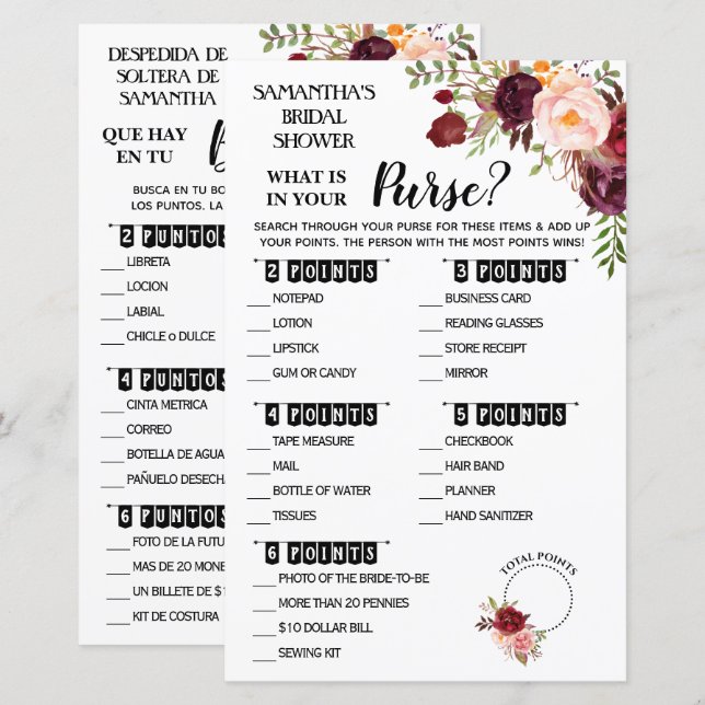 Wat is er in uw Spaans Spaans Spaans spelletje voo (Voorkant / Achterkant)