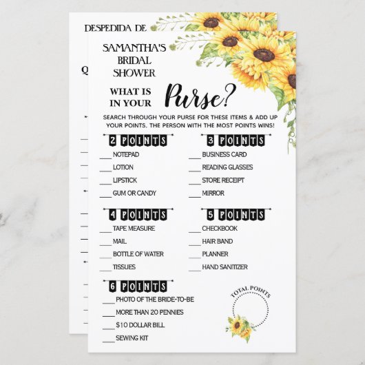 Wat is er in uw Spaans Spaans Spaans spelletje voo (Voorkant / Achterkant)