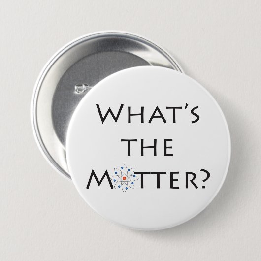 Wat is er? Met Atom Particle Joke Button (Voorkant /achterkant)