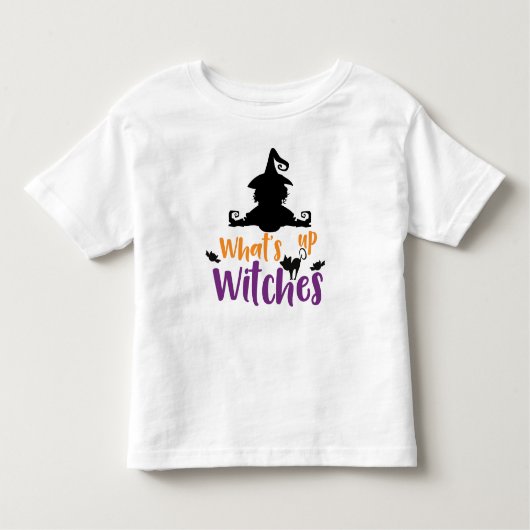 Wat is er op heksen, heks, kat, vleermuizen, hallo kinder shirts (Voorkant)