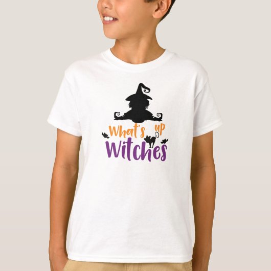 Wat is er op heksen, heks, kat, vleermuizen, hallo t-shirt (Voorkant)