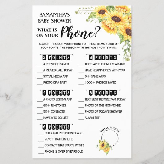 Wat is er op je baby shower-spelkaart? flyer (Voorkant)