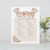 Wat is er op je Beer Baby shower-spel met tweetali (Staand voorkant)