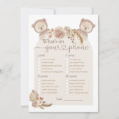 Wat is er op je Beer Baby shower-spel met tweetali Kaart (Voorkant)