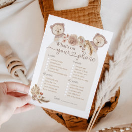 Wat is er op je Beer Baby shower-spel met tweetali Kaart