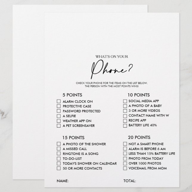 Wat is er op je Phone Modern Vrijgezellenfeest Gam (Voorkant / Achterkant)