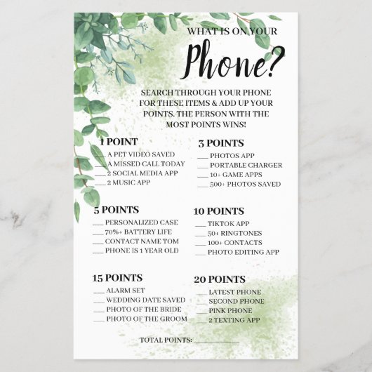 Wat is er op je telefoon Eucalyptus Shower Game Ka Flyer (Voorkant)