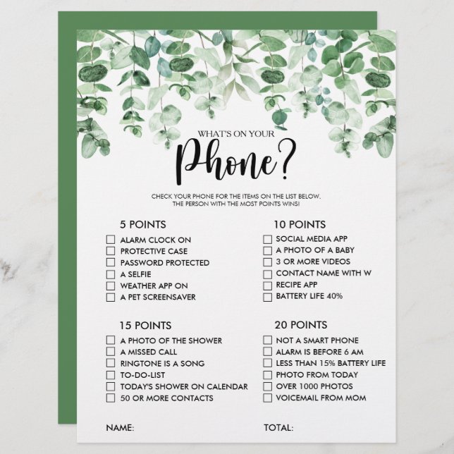 Wat is er op je telefoon Eucalyptus Vrijgezellenfe (Voorkant / Achterkant)