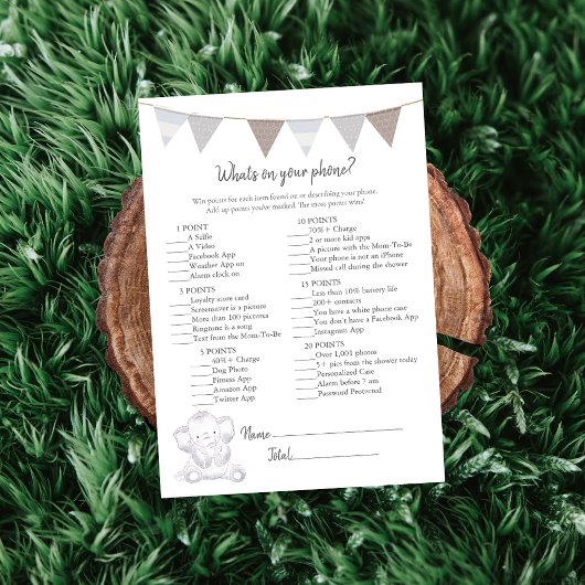 Wat is er op je telefoon spel Baby olifant Kaart