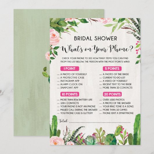 Wat is er op je Vrijgezellenfeest Fiesta-telefoon? Kaart (Voorkant / Achterkant)