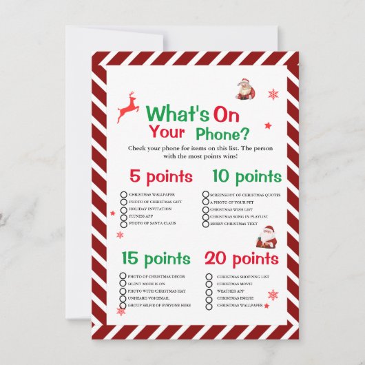 Wat is er op uw telefoon kerstfeest spelkaart kaart (Voorkant)