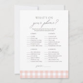 Wat is er op uw telefoon Pink Gingham Baby shower Kaart (Voorkant)