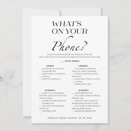 Wat is er op uw telefoon Vrijgezellenfeest spel Ka Kaart (Voorkant)