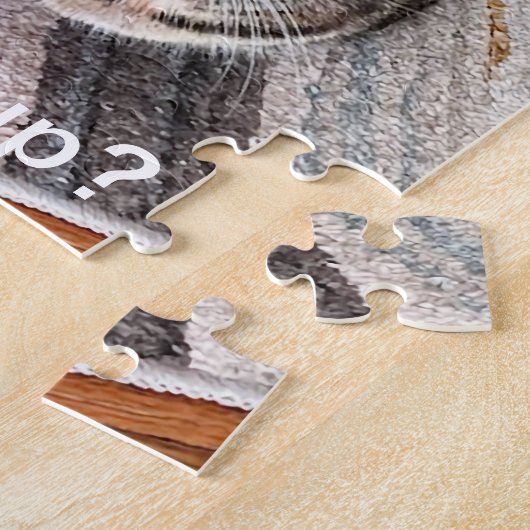 Wat is er, Schattigee kat op geometrisch tapijt, p Legpuzzel (Zijkant)