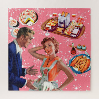 Wat is er voor eten, schat? Retro Couple & Food Legpuzzel