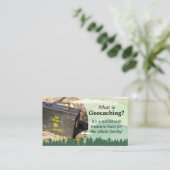 Wat is Geocaching? Info Trail Card voor smokkels Visitekaartje (Staand voorkant)